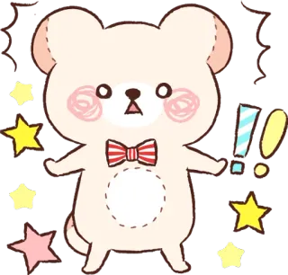 ‼️ Bär, niedlich, kawaii, Cartoon, Sterne, Ausrufezeichen telegram sticker