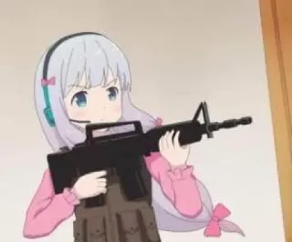 🧃 Anime, Arma, Chica, Arma, Militar telegram sticker