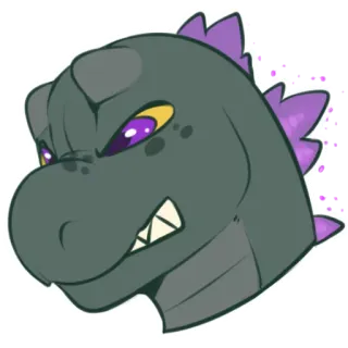 😡 Godzilla Godzilla, monster, cartoon, reptile, purple whatsapp sticker