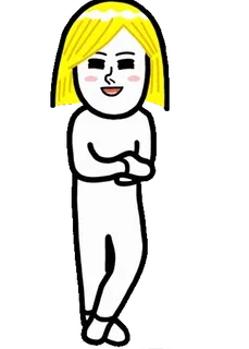 👩 Cartone animato, Personaggio, Adesivo, Donna, Bionda, Minimalista, Semplice, Disegno telegram sticker