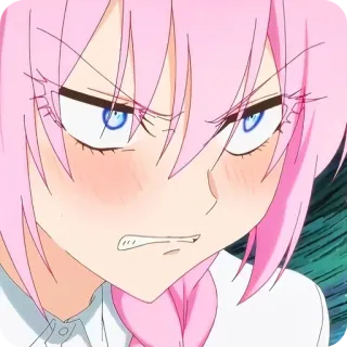 🙂 Anime, cheveux roses, en colère, fille, dessin animé, animation telegram sticker