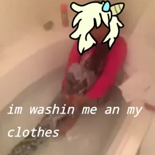 👌 im washin me an my clothes lavaggio, vestiti, divertente, meme, bagno whatsapp sticker