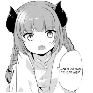 🤔 ...NOT GOING TO EAT ME? anime, manga, character, fear, question, cute telegram sticker