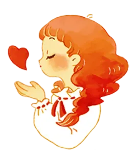 😘 Mädchen, Herz, niedlich, Cartoon, Liebe, Kussmund telegram sticker