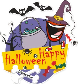 🖐 Happy Halloween CHEESE'N'GO Halloween, morcegos, doces, aranha, ossos telegram sticker