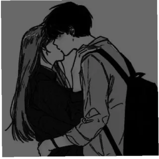 🖤 beso, pareja, anime, romance, amor telegram sticker