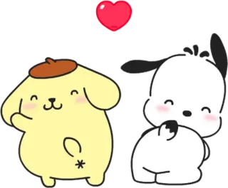 💬 милый, каваий, сердце, собака, мультфильм telegram sticker