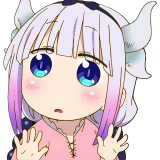 😟 Kanna Kamui Miss Kobayashi's Dragon Maid anime, dragon, kawaii, cute, kanna, kanna kamui, miss kobayashi's dragon maid telegram sticker