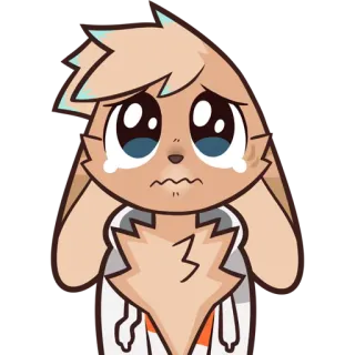 🥺 kelinci, menangis, sedih, air mata, kartun, anime telegram sticker