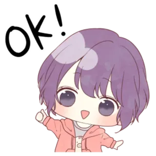 👍 ok! ok, Chibi, Anime, Lindo telegram sticker