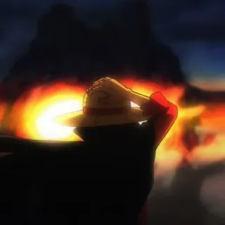 👒 Monkey D. Luffy One Piece Anime, Sonnenuntergang, Silhouette, One Piece, Luffy telegram sticker