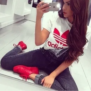 😳 adidas adidas, clothing, fashion, shoes, girl, selfie telegram sticker