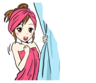 🛀 woman, towel, bath, shower, cute, cartoon telegram sticker