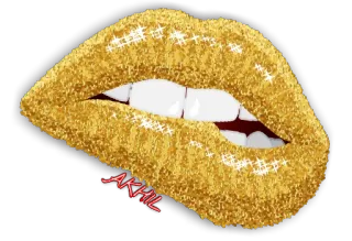 👄 AKHIL lèvres, or, paillettes, bouche telegram sticker