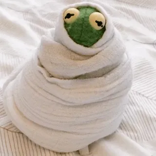 😐 rana, pupazzo, asciugamano, coperta, carino, verde telegram sticker