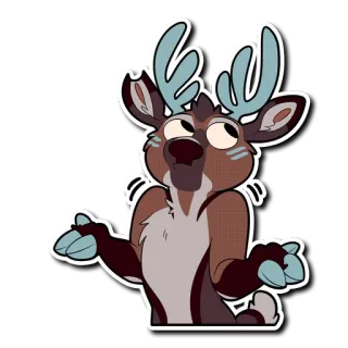 🙄 renne, cerf, animal, dessin animé, illustration, poilu, haussement d'épaules, confus telegram sticker