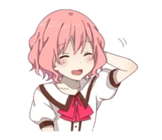 👏 Ragazza anime, Capelli rosa, Cartone animato, Sorriso, Felice telegram sticker