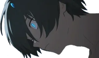🙂 Anime, Mangá, Personagem, Masculino, Perfil, Cabelo escuro, Olhos azuis telegram sticker