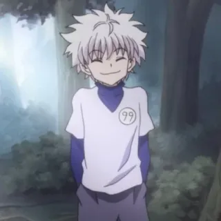 ⚡️ Killua Zoldyck Hunter x Hunter 99 Аниме, Киллуа, Hunter x Hunter, улыбается, Мультфильм, Манга telegram sticker
