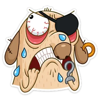 😵 만화, 해적, 동물, 개, 이모티콘, 웃긴, 눈가리개 whatsapp sticker