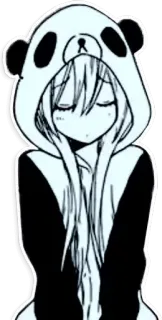 😕 Anime, Panda, Ragazza, Felpa con cappuccio, Carino, Manga telegram sticker