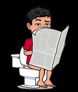 🚽 toilet, newspaper, reading, cartoon, bitmoji, funny, bathroom telegram sticker