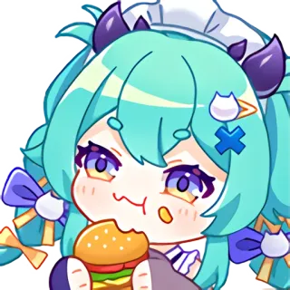 😮 Anime, Mignon, Kawaii, Burger, Nourriture, Maid, Chibi telegram sticker
