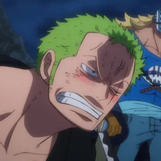 🧩 Zoro One Piece Anime, Spadaccino, Combattente, Battaglia, Pirati di Cappello di Paglia telegram sticker