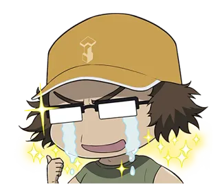 👍 плачущий, очки, слезы, палец вверх, аниме telegram sticker