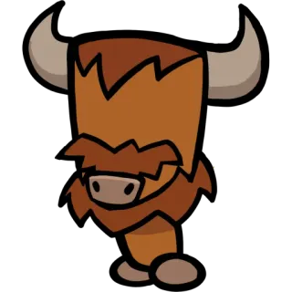 😎 dibujo animado, animal, toro, marrón, ilustración, pegatina whatsapp sticker