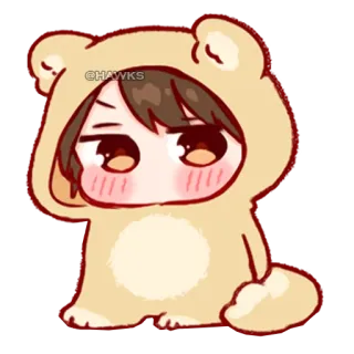 💞 @HAWKS anime, cute, bear, kawaii, chibi telegram sticker