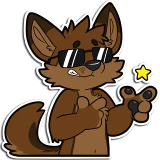 😎 furry, wolf, cool, sunglasses, star, cartoon, anthropomorphic, gesture telegram sticker