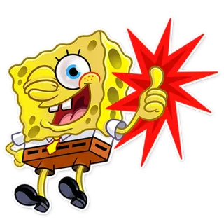 👍 Spongebob Squarepants สพันจ์บ็อบ, การ์ตูน, ยกนิ้วโป้ง, นิคเคิลโอเดียน, สแควร์แพนท์ telegram sticker