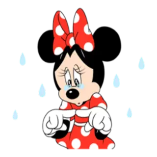 🙁 Minnie Mouse cartoon, mouse, crying, tears, sad, Minnie Mouse whatsapp sticker