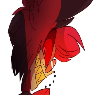 😋 Alastor Hazbin Hotel iblis, penyiar radio, tersenyum, kartun, merah, seram telegram sticker