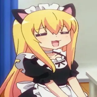☺️ Anime, Katzenmädchen, Maid, Kawaii, Blond telegram sticker