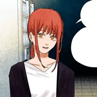 🍒 Makima Chainsaw Man Anime, Manga, Makima, Chainsaw Man, Weibliche Figur, Orange Haare telegram sticker