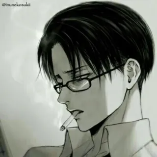 ⚔ Levi Ackerman Attack on Titan Anime, Mangá, Fumar, Sério, Óculos whatsapp sticker