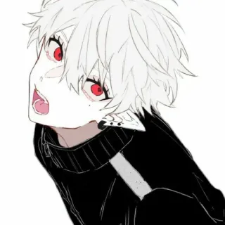 🤍 anime, manga, red eyes, white hair, youth whatsapp sticker