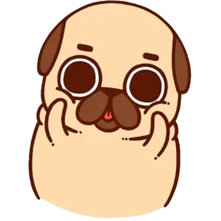 😝 ปั๊ก, หมา, น่ารัก, สัตว์, การ์ตูน whatsapp sticker