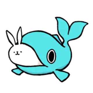 🐳 animal, baleine, lapin, hybride, mignon, dessin animé, drôle, autocollant whatsapp sticker