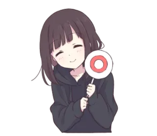 ☺️ Dziewczyna anime, Szczęśliwy, Koło, Pozytywny telegram sticker