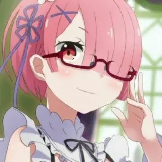 🍓 Ram Re:Zero Anime, Ram, Re:Zero, Maid, Occhiali, Capelli Rosa, Carina telegram sticker