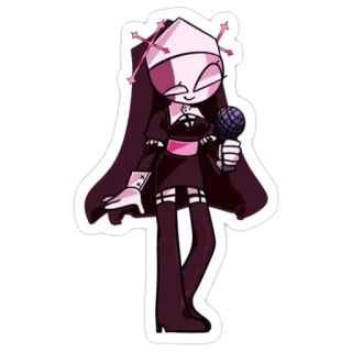 👩‍🦰 nun, microphone, cartoon, character, sarvente whatsapp sticker