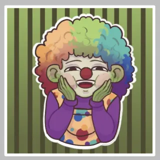 😁 klaun, kolorowy, słodki, śmieszny, radosny, rozrywkowy telegram sticker
