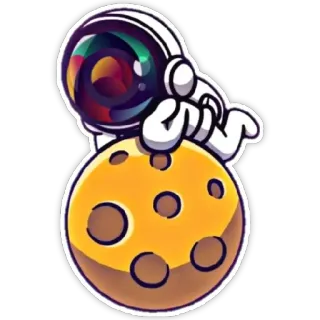 🙂 astronaute, lune, espace, dessin animé, autocollant, exploration telegram sticker