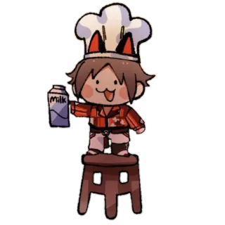 😀 MILK leche, chef, kawaii, lindo, estilo anime, dibujos animados, comida telegram sticker