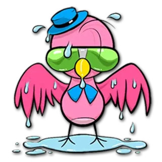 😓 Vogel, Cartoon, schwitzend, Sommer, heiß telegram sticker