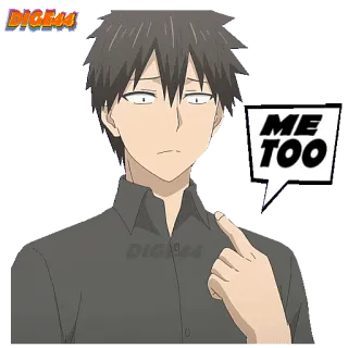🤞 ME TOO anime, meme, agreement, relatable, expression, pointing, metoo telegram sticker