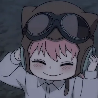 🥜 Ragazza anime, Cappello da pilota, Carino, Sorridendo, Cartone animato, Capelli rosa whatsapp sticker
